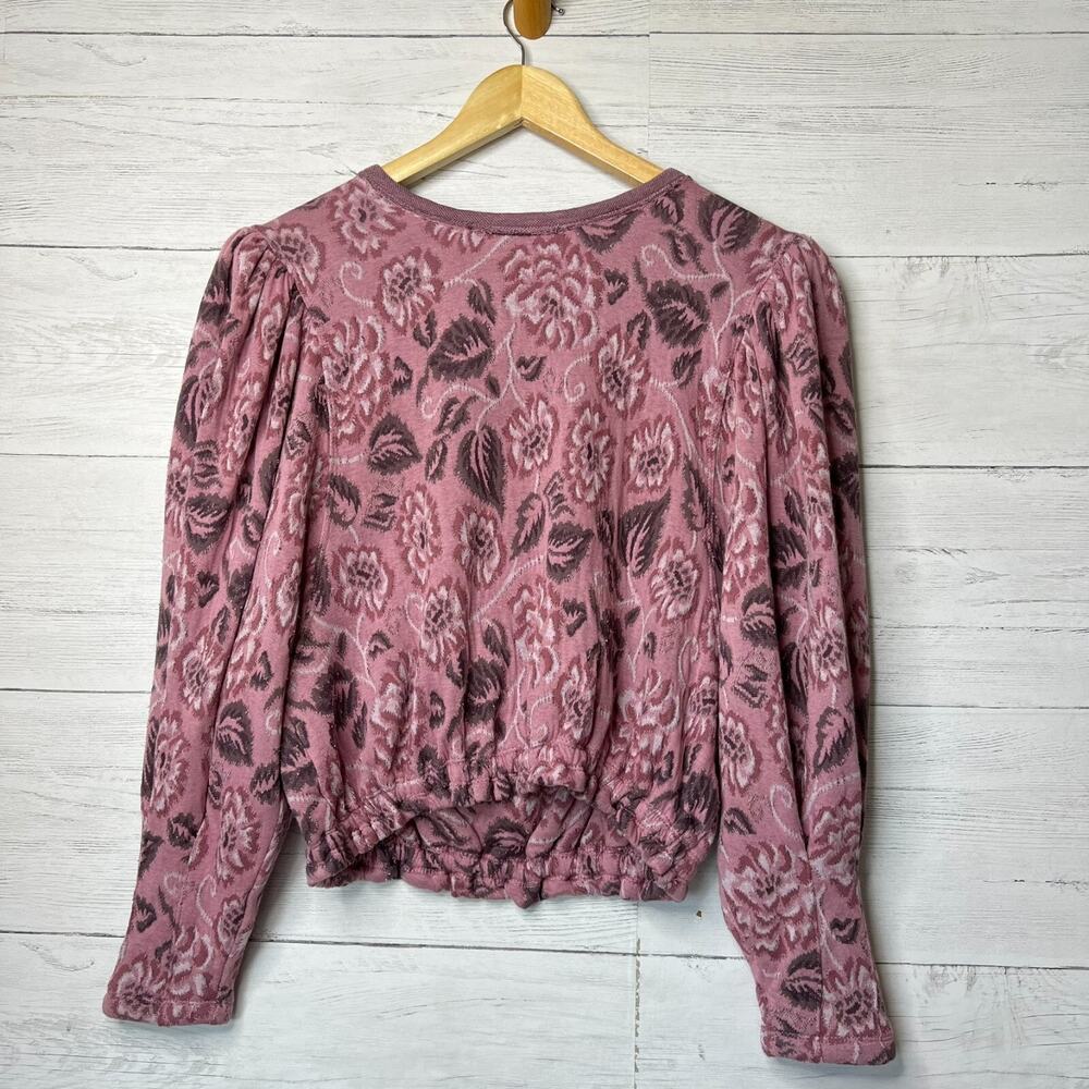 Free People Blouse Womens Size Small No Ordinary Top Smoked Pink Combo Floral